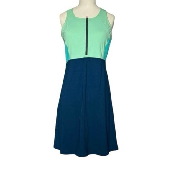 Title Nine Diamalete Athletic Dress Zip Front Colorblock Green Blue Size S - Picture 1 of 8